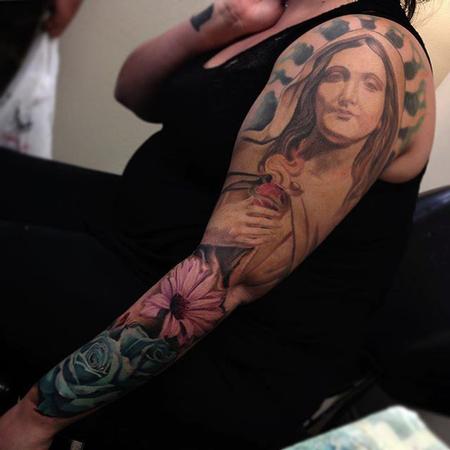 Tattoos - virgin mary flowers - 111376